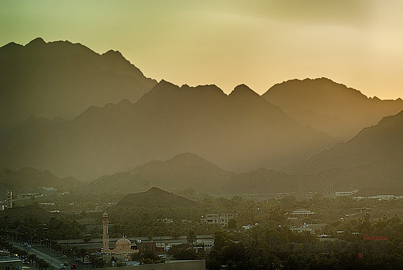 Sunset over Al Hajar Mountains